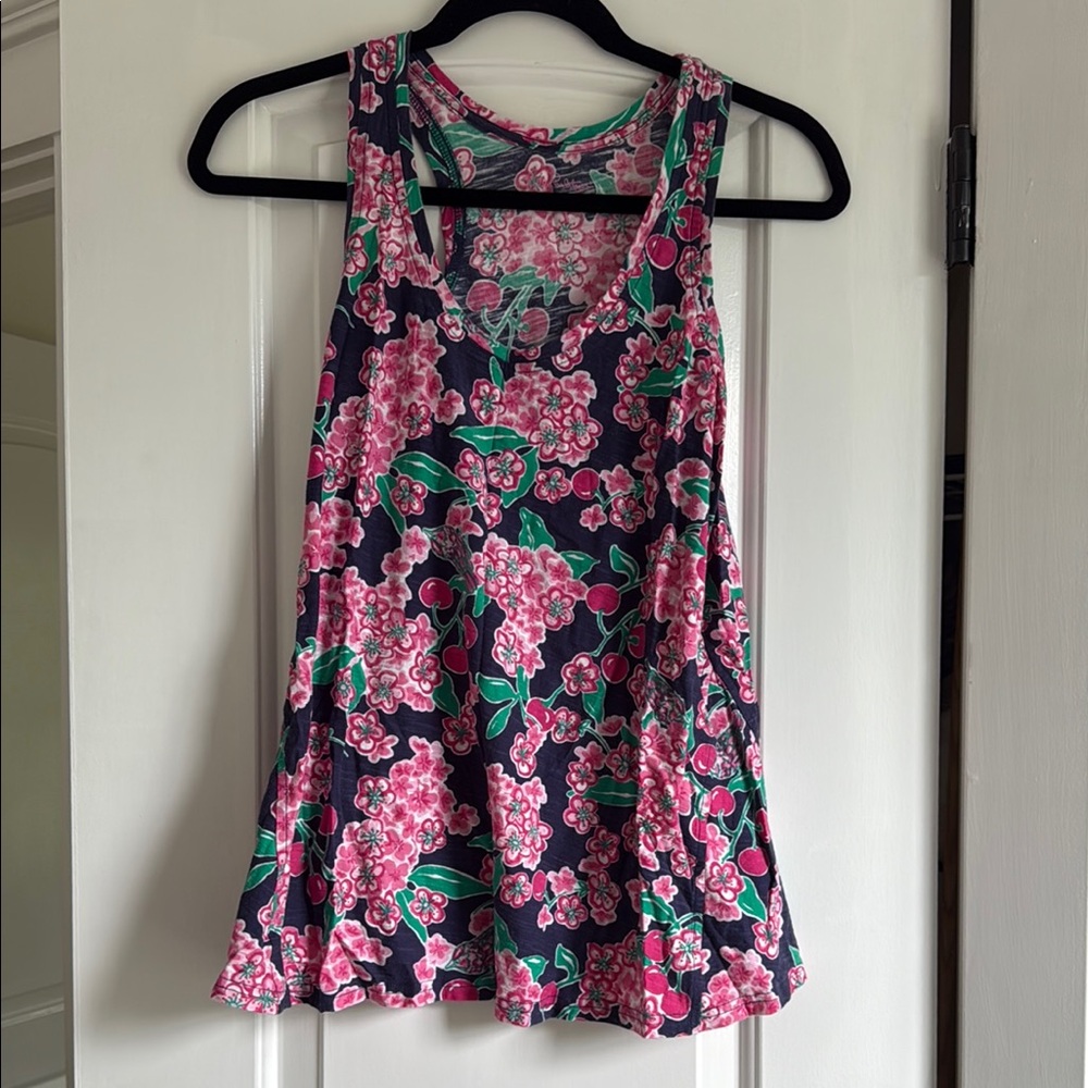 Lilly Pulitzer Black and Pink Sleeveless Tank Top